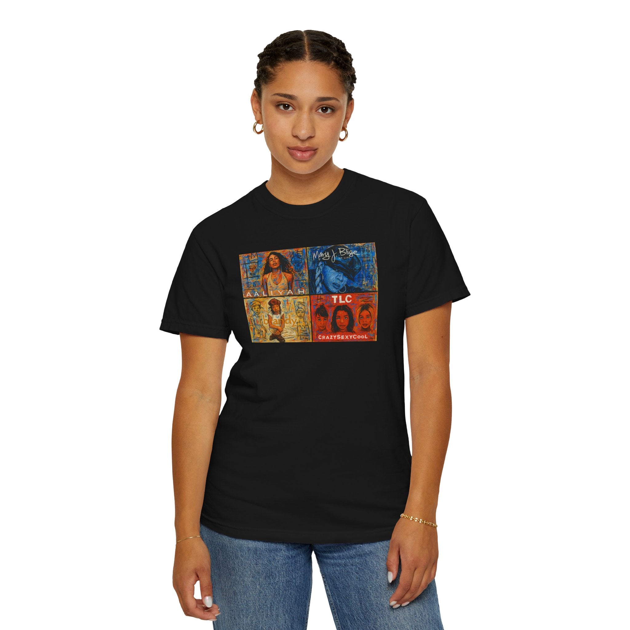 90's Album Covers Aaliyah, Brandy, TLC and Mary J Retro Vibe T-Shirt, Unisex Graphic Tee, Casual Everyday Wear, Street Style, Perfect Gift for Music Lovers