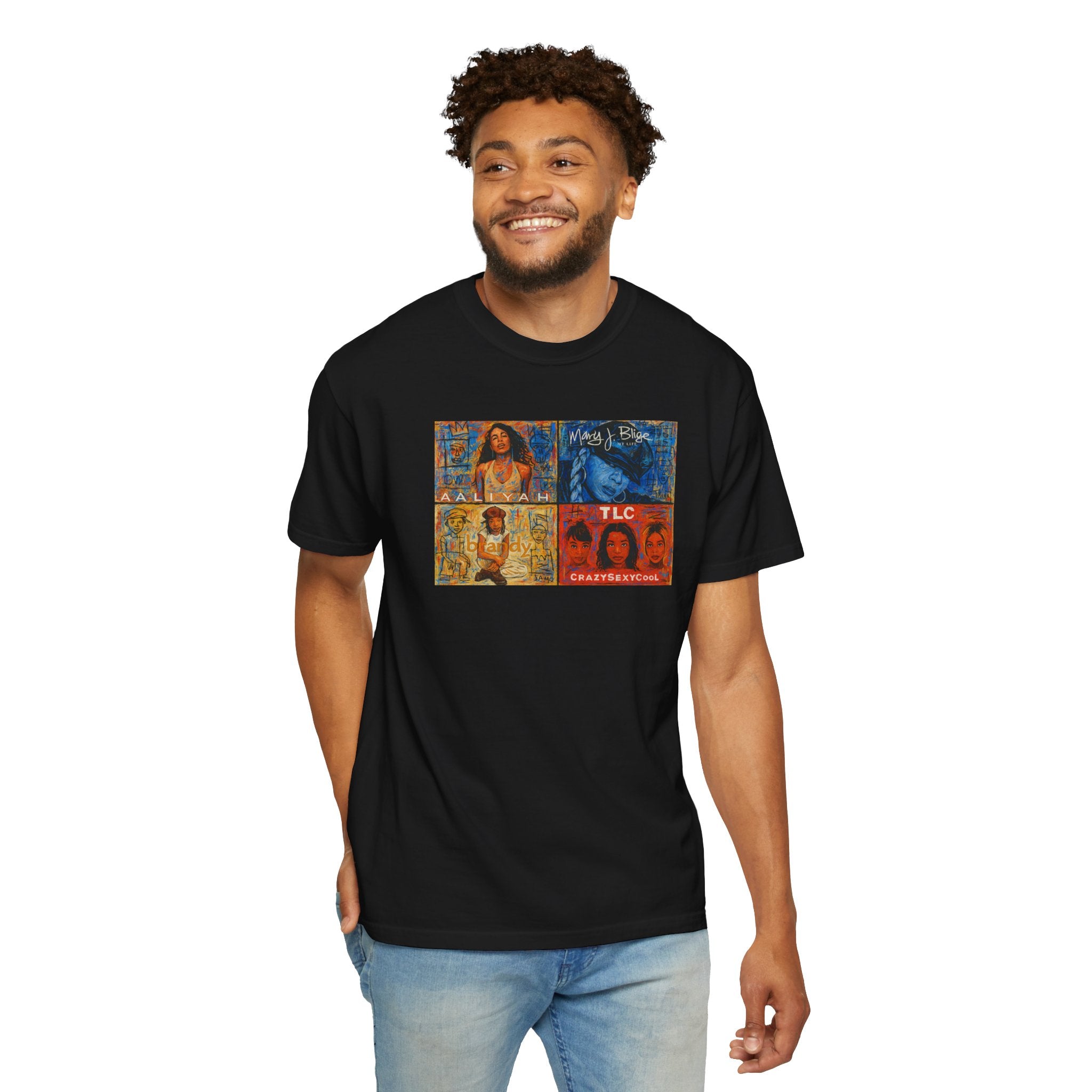 90's Album Covers Aaliyah, Brandy, TLC and Mary J Retro Vibe T-Shirt, Unisex Graphic Tee, Casual Everyday Wear, Street Style, Perfect Gift for Music Lovers