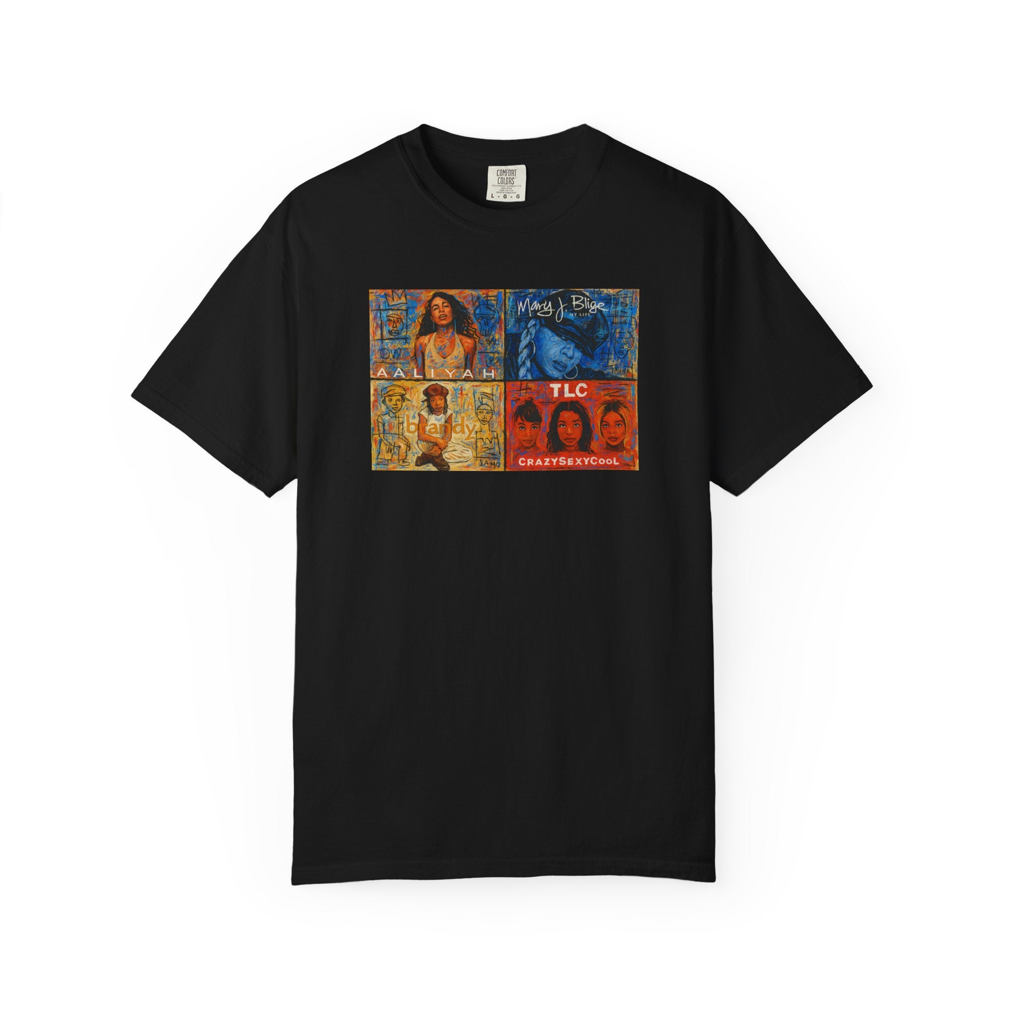 90's Album Covers Aaliyah, Brandy, TLC and Mary J Retro Vibe T-Shirt, Unisex Graphic Tee, Casual Everyday Wear, Street Style, Perfect Gift for Music Lovers