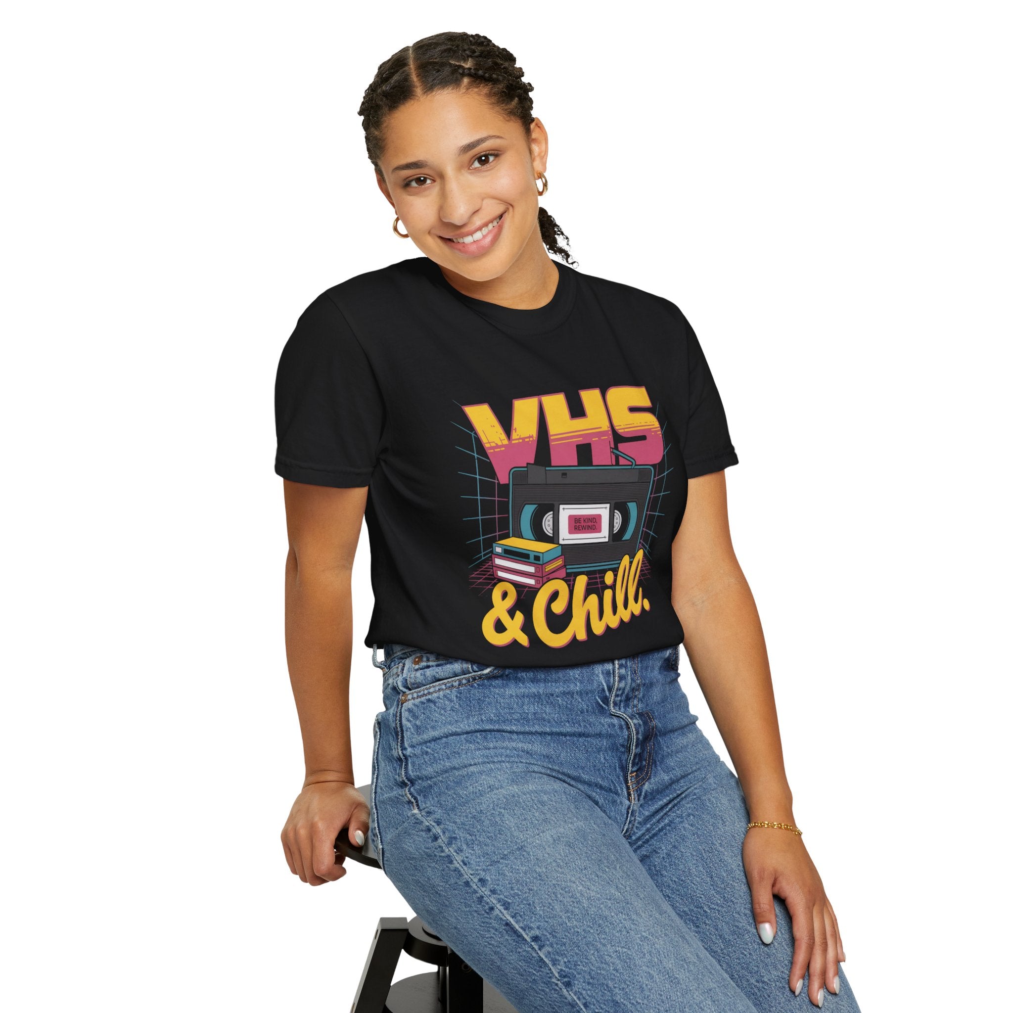 T-Shirt: VHS & Chill Gen X Nostalgic Date Night Tee