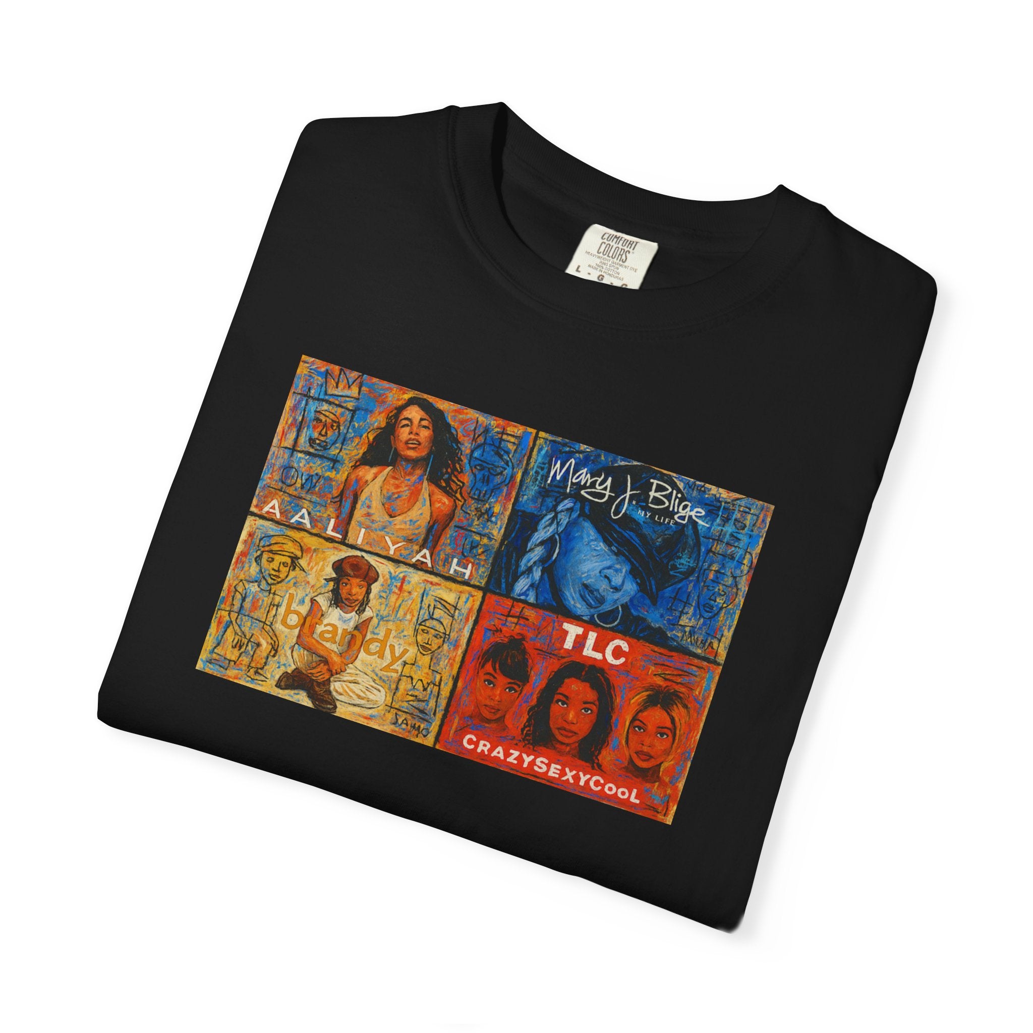 90's Album Covers Aaliyah, Brandy, TLC and Mary J Retro Vibe T-Shirt, Unisex Graphic Tee, Casual Everyday Wear, Street Style, Perfect Gift for Music Lovers