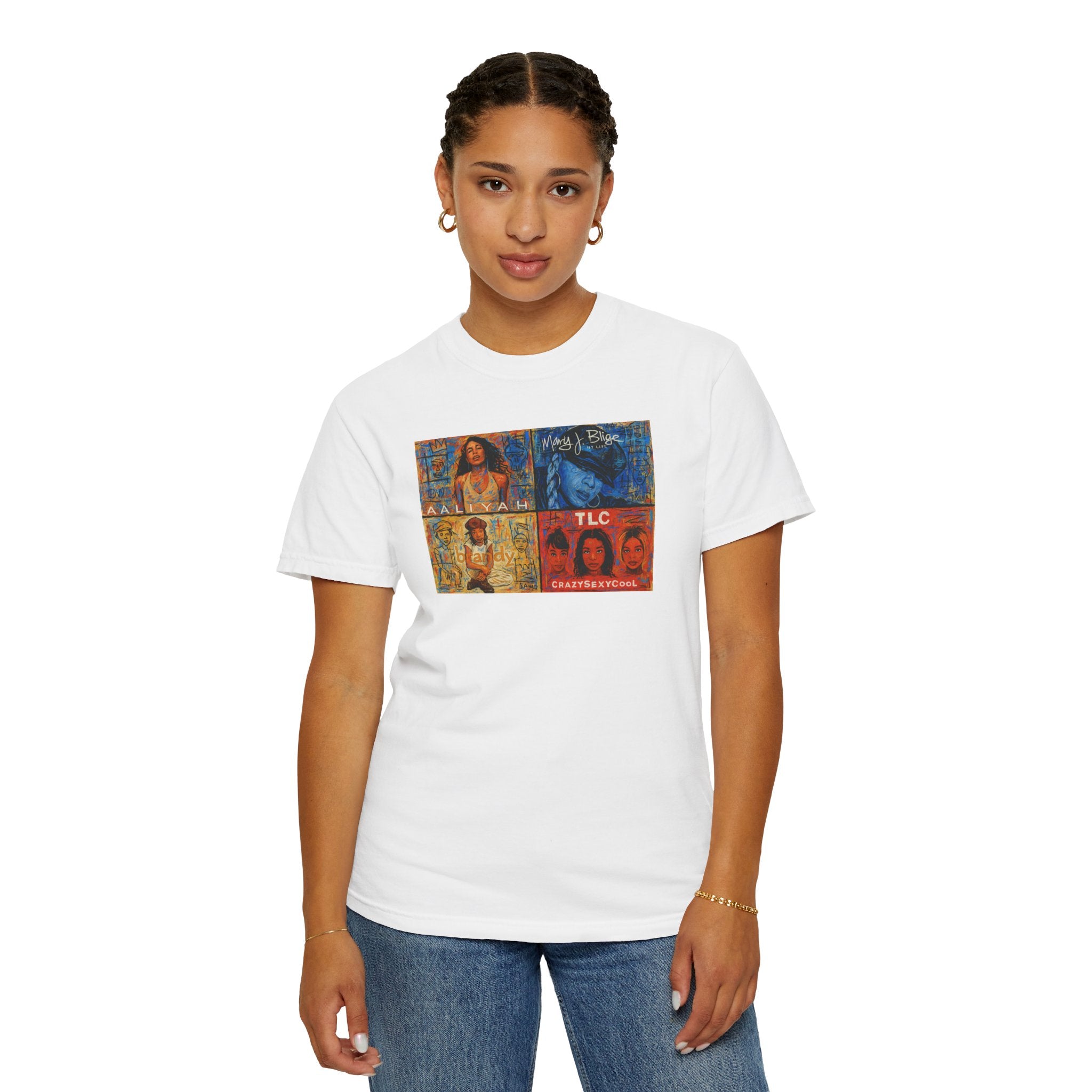 90's Album Covers Aaliyah, Brandy, TLC and Mary J Retro Vibe T-Shirt, Unisex Graphic Tee, Casual Everyday Wear, Street Style, Perfect Gift for Music Lovers