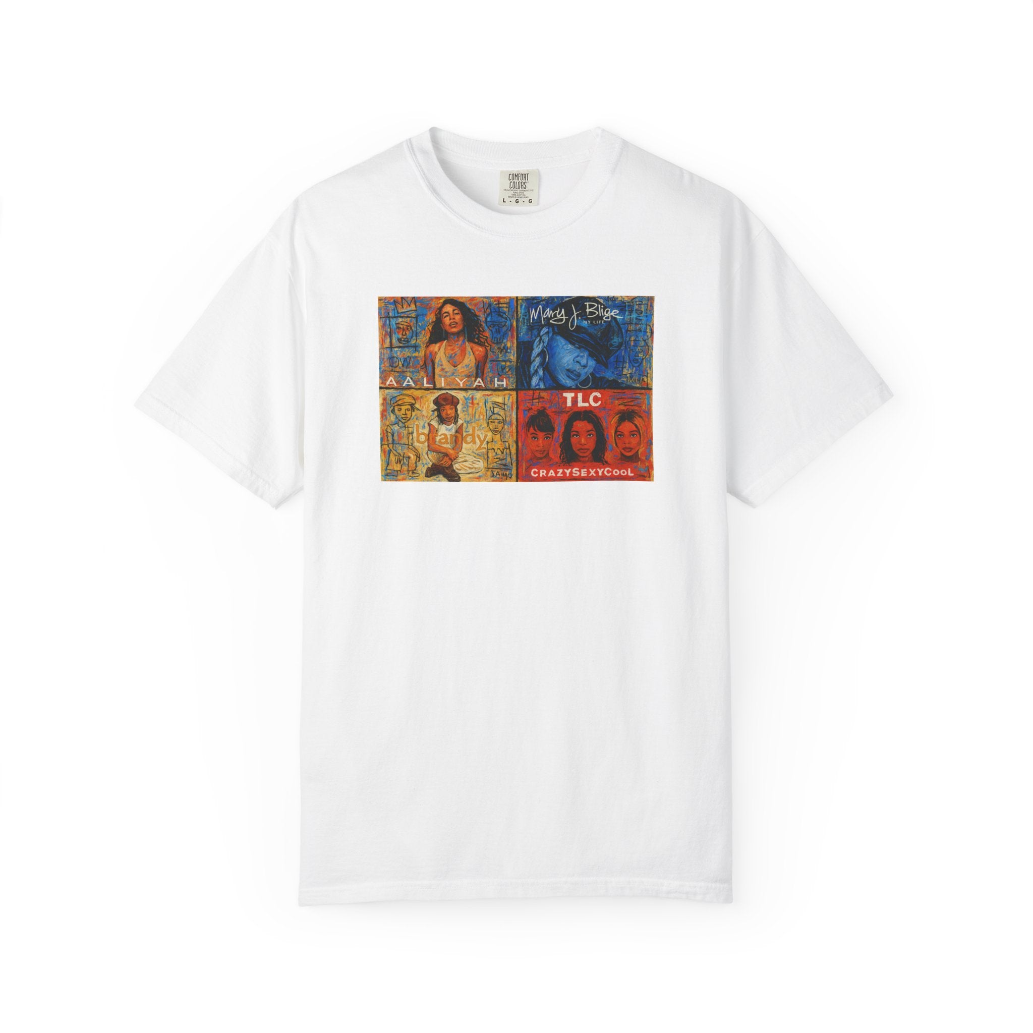 90's Album Covers Aaliyah, Brandy, TLC and Mary J Retro Vibe T-Shirt, Unisex Graphic Tee, Casual Everyday Wear, Street Style, Perfect Gift for Music Lovers