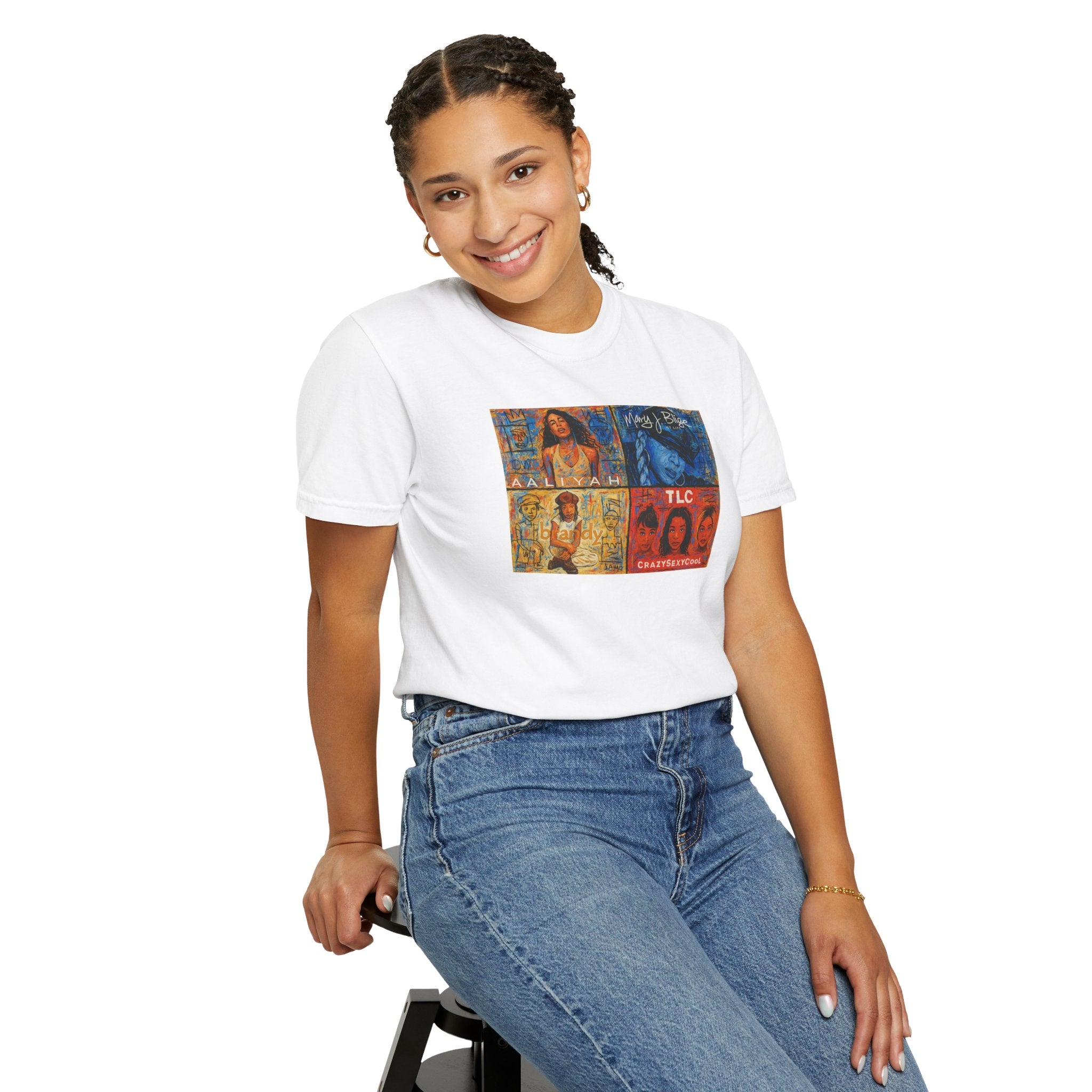 90's Album Covers Aaliyah, Brandy, TLC and Mary J Retro Vibe T-Shirt, Unisex Graphic Tee, Casual Everyday Wear, Street Style, Perfect Gift for Music Lovers